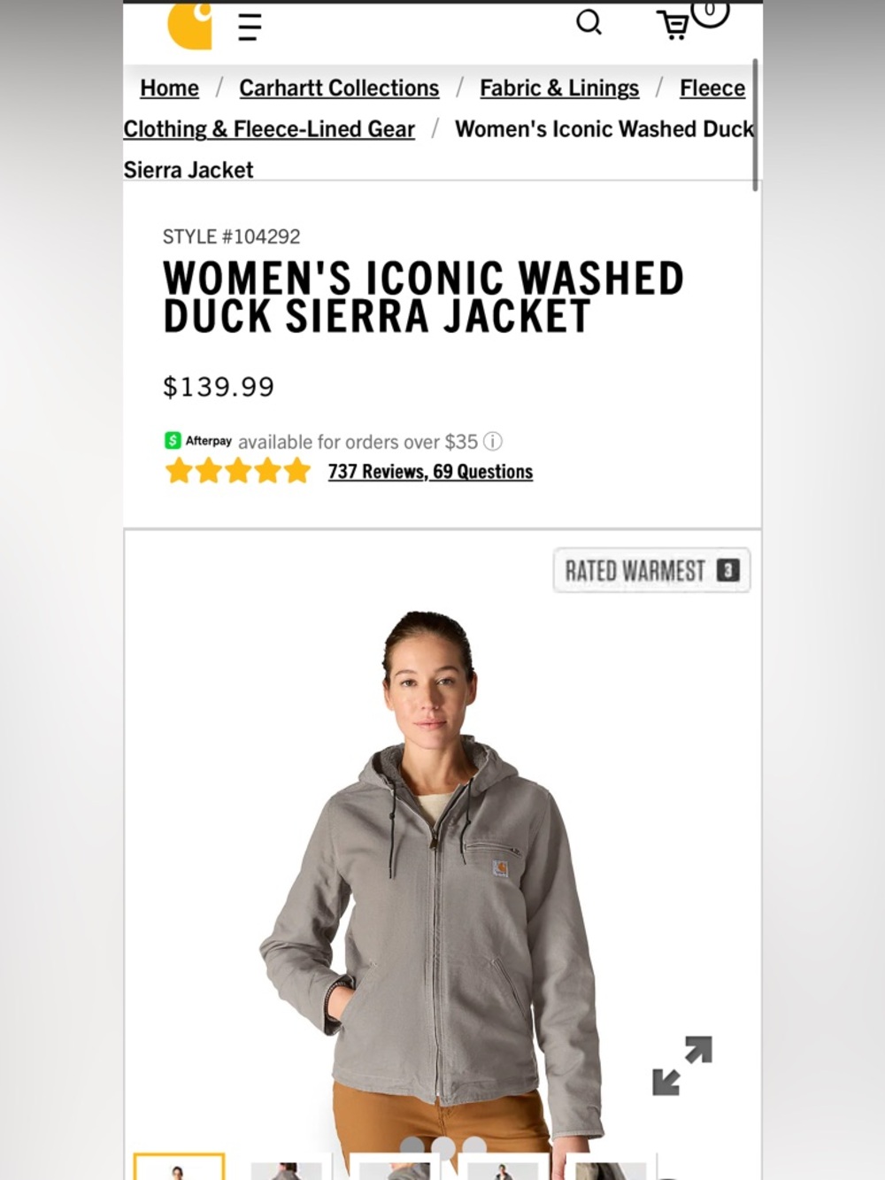 NWOT Carhartt Women's Loose Fit Washed Duck Sherpa Lined Jacket - Picture 13 of 13